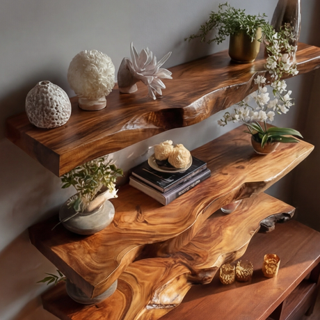 Trevion Live Edge Solid Wood Floating Shelf SPA625413 - Timberustic Floating Shelf