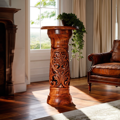 Trevion Solid Wood Pedestal Stand - Timberustic Pedestal Stand