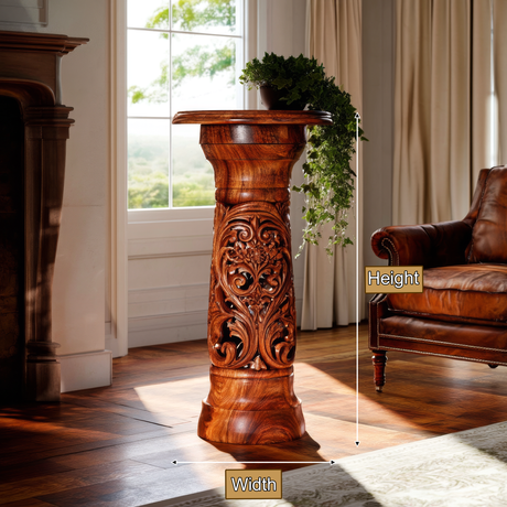 Trevion Solid Wood Pedestal Stand - Timberustic Pedestal Stand
