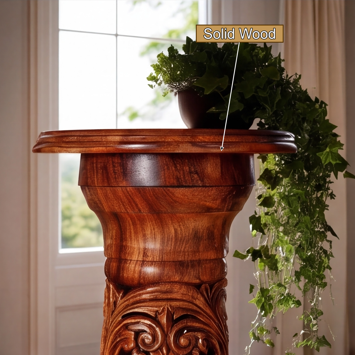 Trevion Solid Wood Pedestal Stand - Timberustic Pedestal Stand