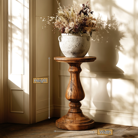 Trevon Solid Wood Pedestal Stand - Timberustic Pedestal Stand