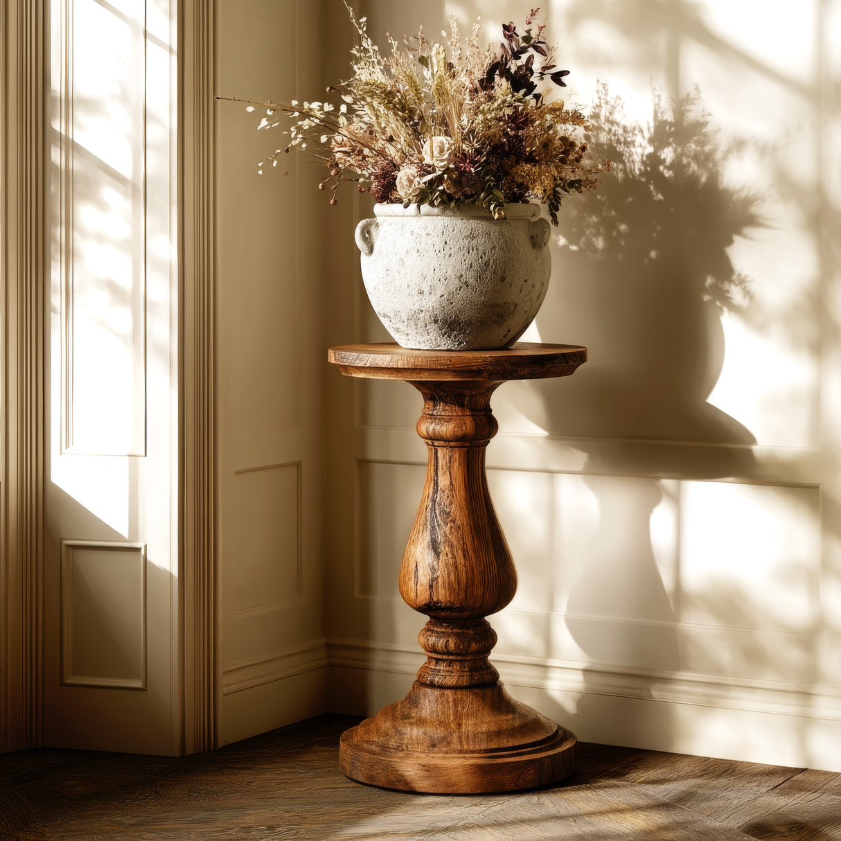 Trevon Solid Wood Pedestal Stand - Timberustic Pedestal Stand