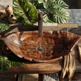 Tropalis Handcrafted Solid Wood Leaf Vessel Sink
