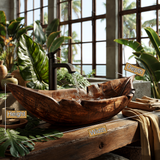 Tropalis Handcrafted Solid Wood Leaf Vessel Sink