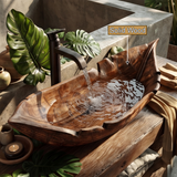 Tropalis Handcrafted Solid Wood Leaf Vessel Sink