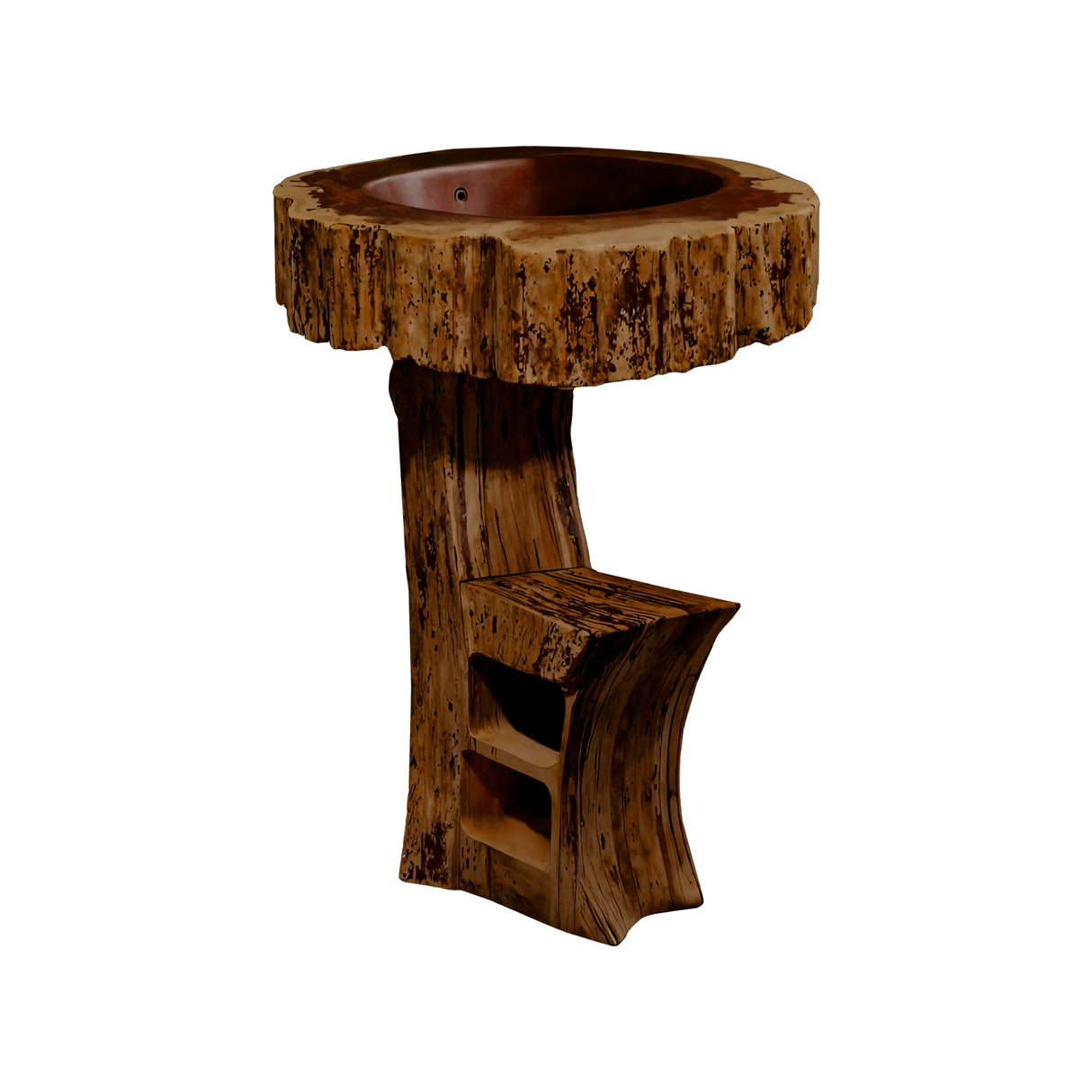 Trunk Pedestal Natural Wood Bathroom Sink