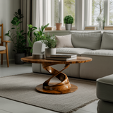 Twistcrest Sculpted Solid Wood Round Coffee Table