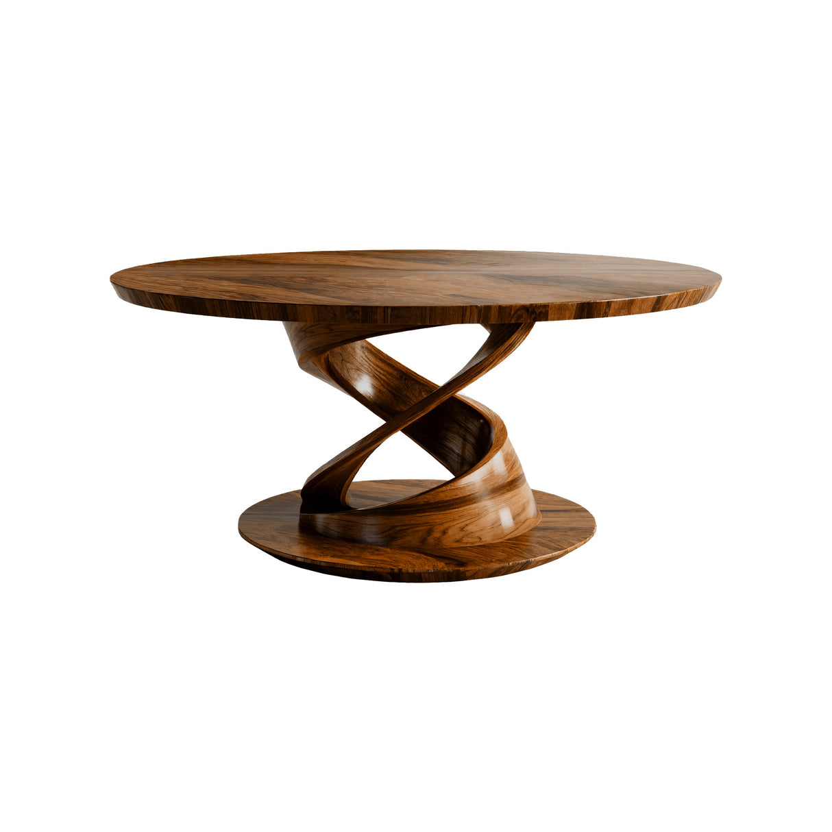 Twistcrest Sculpted Solid Wood Round Coffee Table