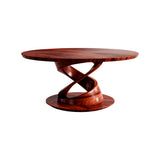 Twistcrest Sculpted Solid Wood Round Coffee Table Mahogany - Timberustic Coffee Table