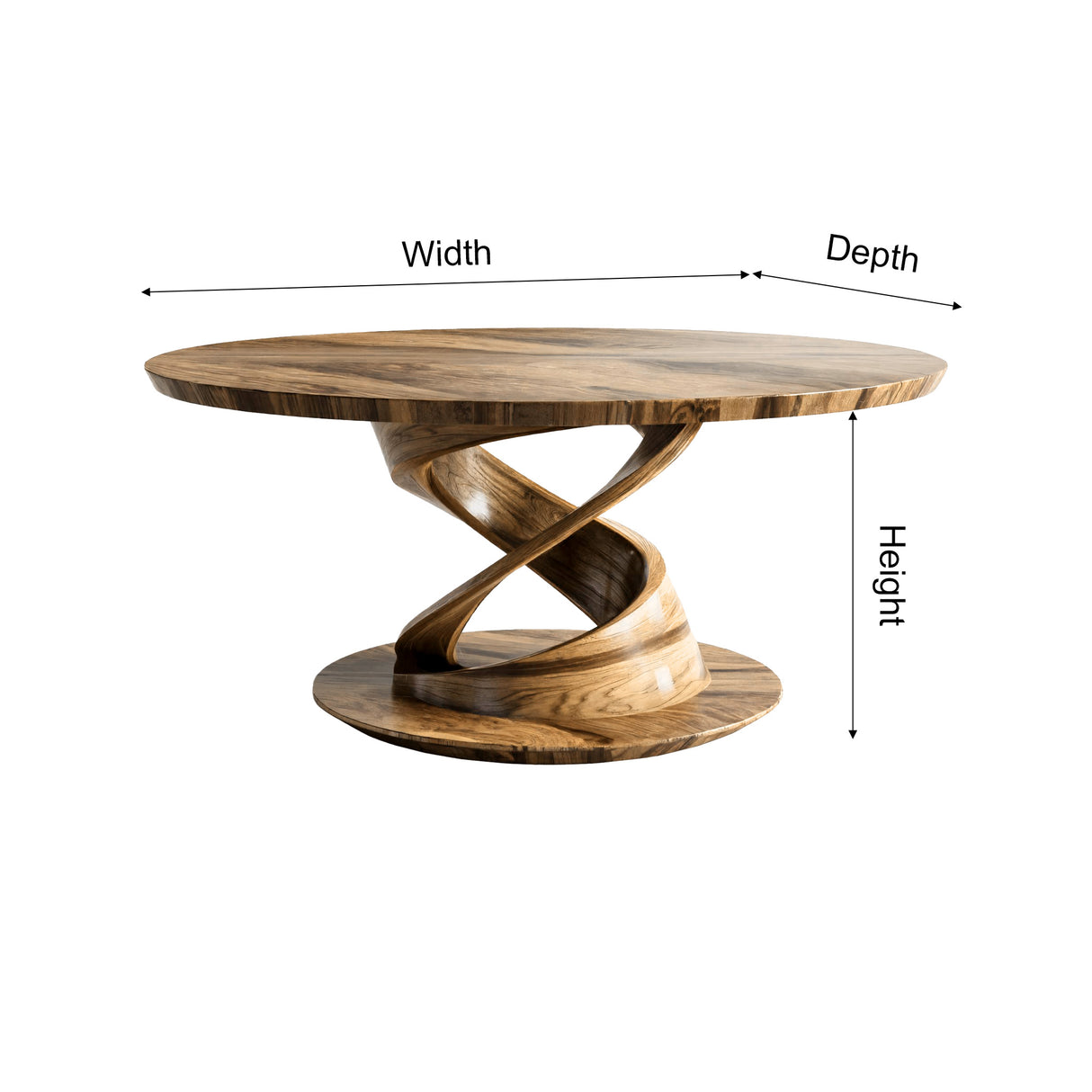 Twistcrest Sculpted Solid Wood Round Coffee Table