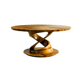 Twistcrest Sculpted Solid Wood Round Coffee Table Teak - Timberustic Coffee Table