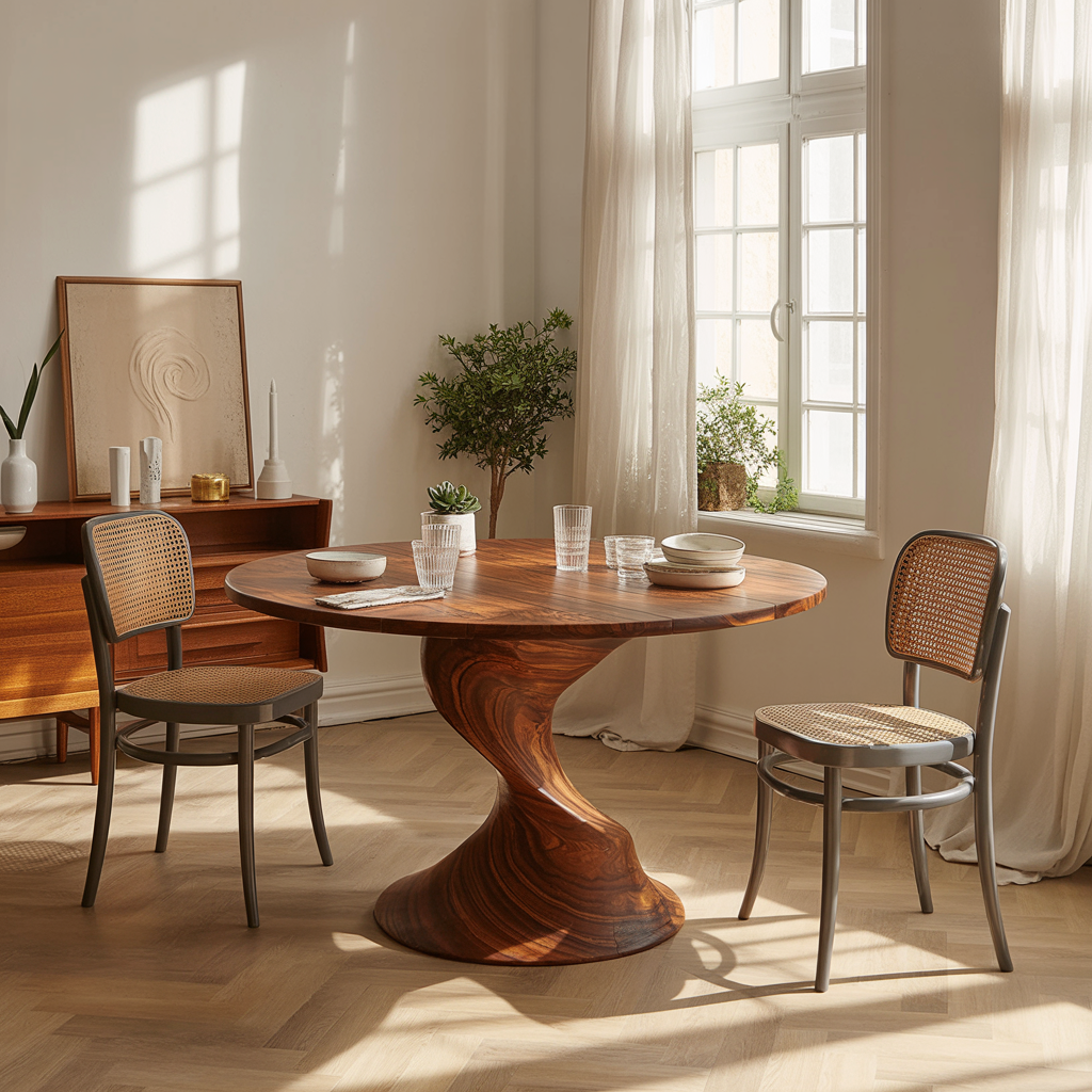 Twistcrest Solid Wood Round Dining Table
