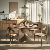 Twistcrest Solid Wood Round Dining Table