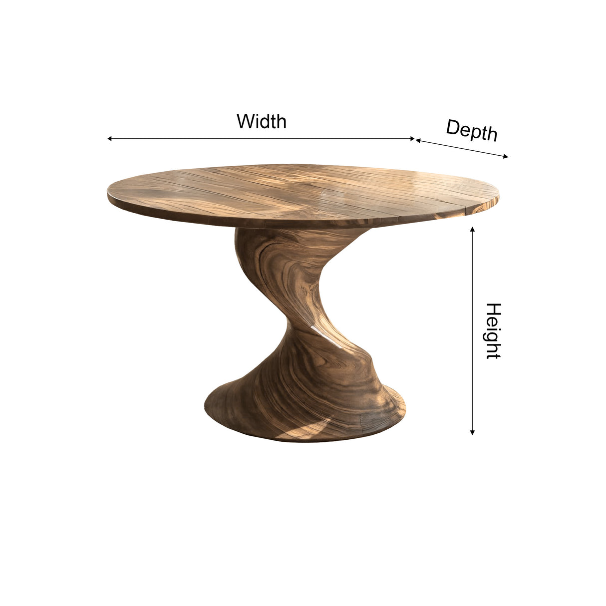 Twistcrest Solid Wood Round Dining Table
