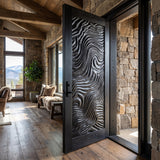 Undara Handcrafted Solid Wood Topographic Relief Single Door