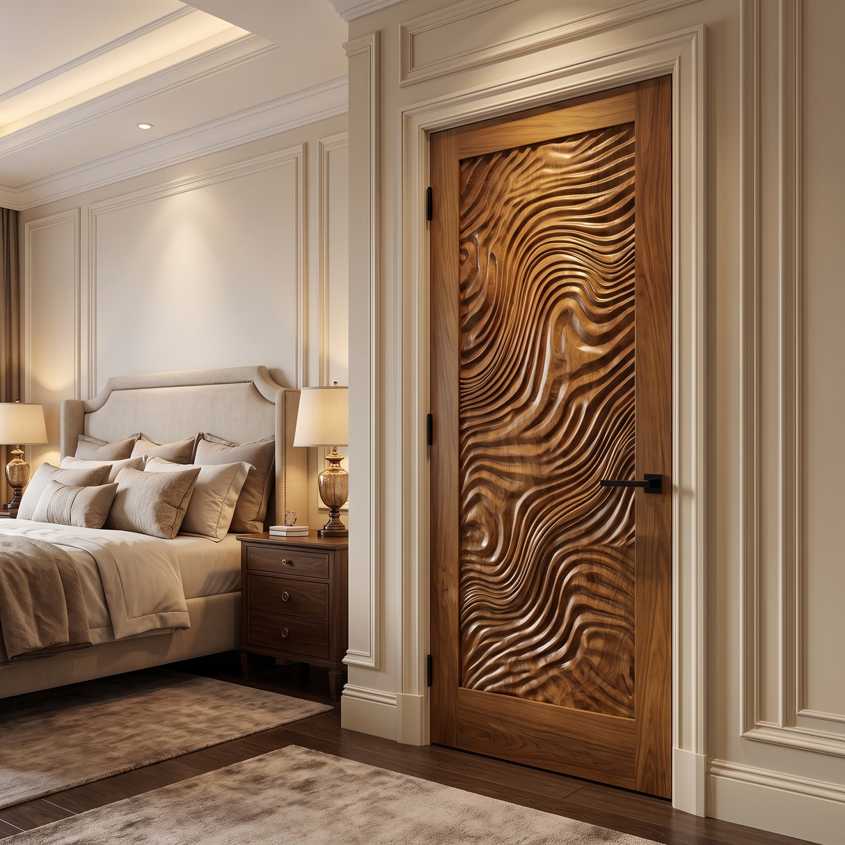 Undara Handcrafted Solid Wood Topographic Relief Single Door