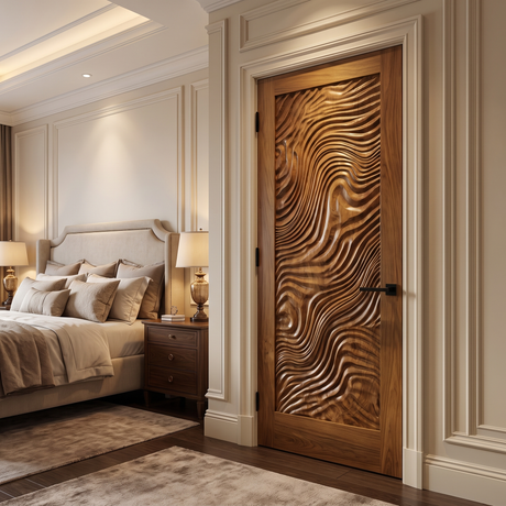 Undara Handcrafted Solid Wood Topographic Relief Single Door Brown - Timberustic Door