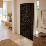 Undara Handcrafted Solid Wood Topographic Relief Single Door