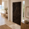 Undara Handcrafted Solid Wood Topographic Relief Single Door Dark Walnut - Timberustic Door