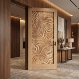 Undara Handcrafted Solid Wood Topographic Relief Single Door