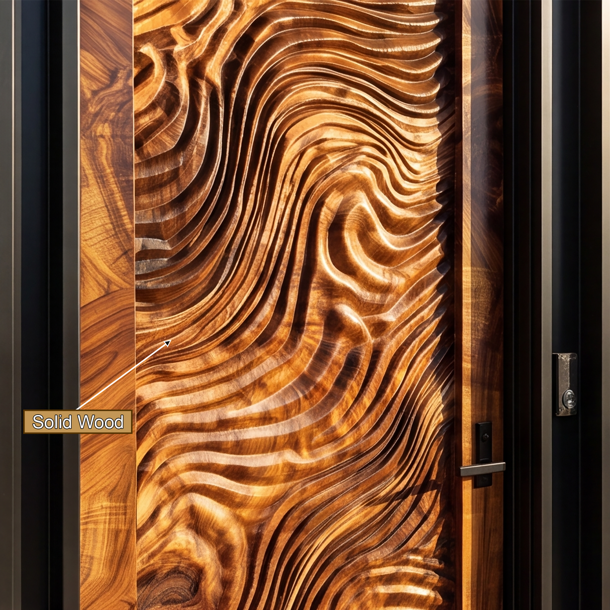 Undara Handcrafted Solid Wood Topographic Relief Single Door