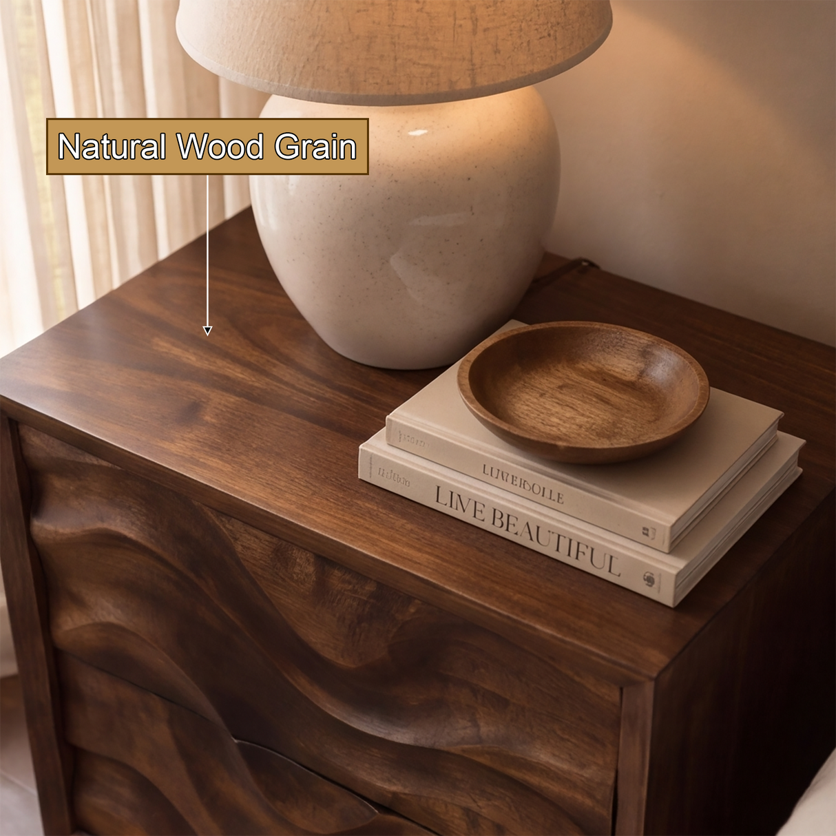 Undoria Sculpted Solid Wood Nightstand SPA254112 - Timberustic Nightstand