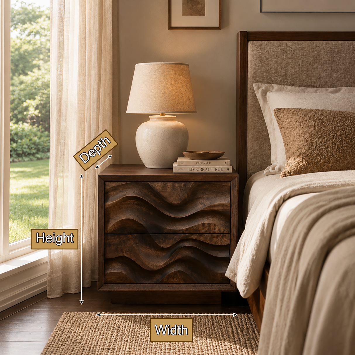Undoria Sculpted Solid Wood Nightstand SPA254112 - Timberustic Nightstand