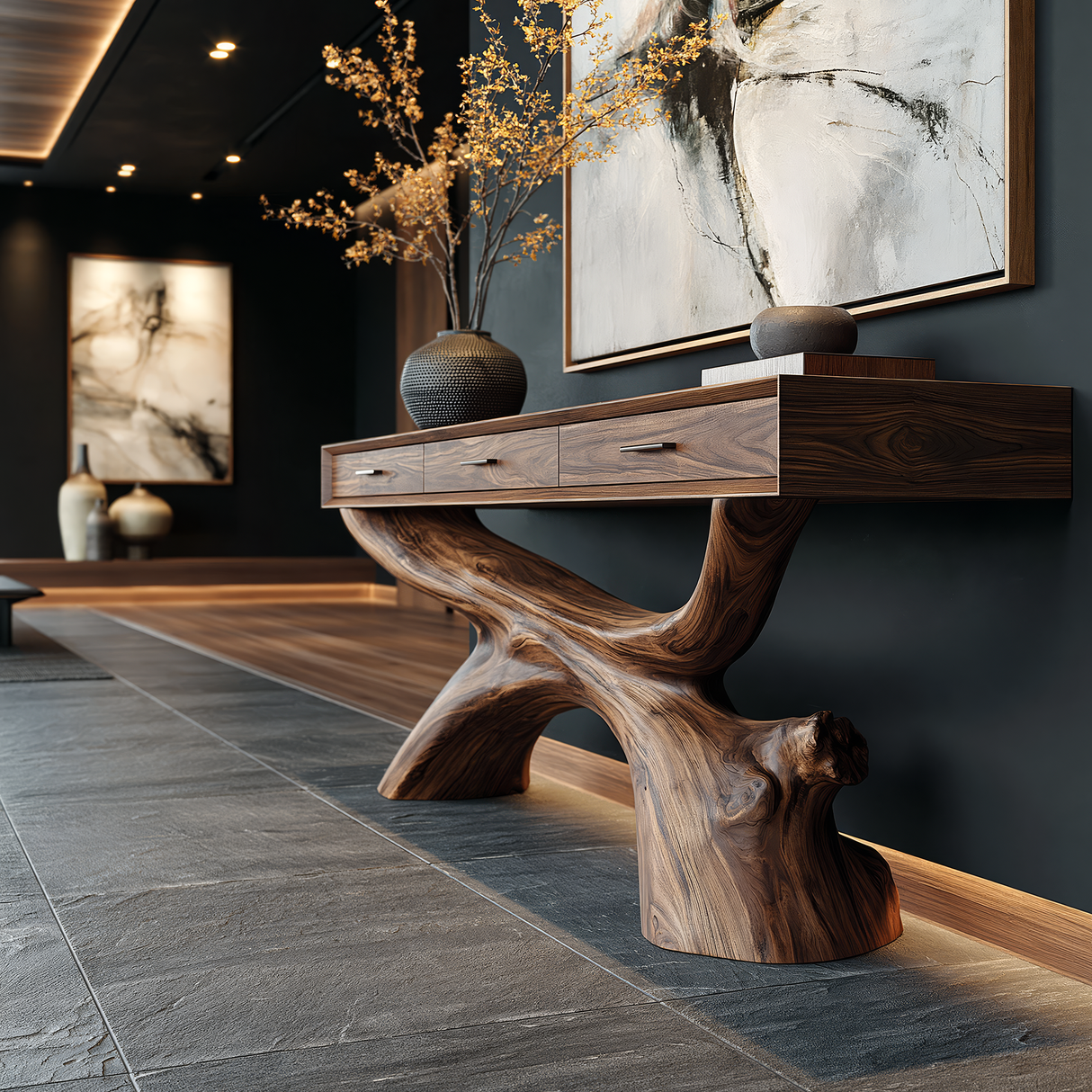 Dravonar Solid Wood Sculpted Console Table - Timberustic Console Table