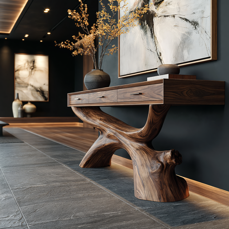 Dravonar Solid Wood Sculpted Console Table - Timberustic Console Table