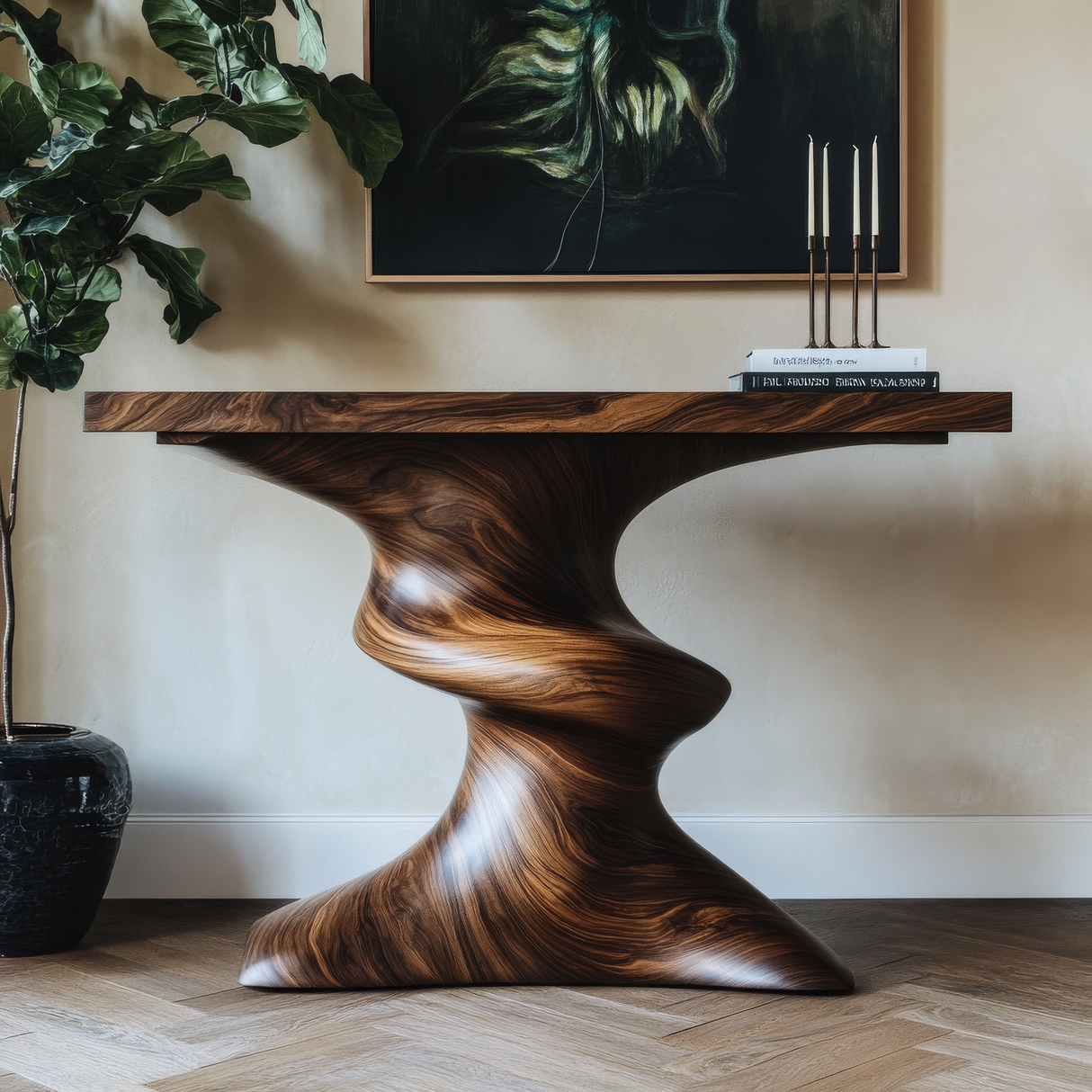 Vaelith Sculpted Solid Wood Console Table - Timberustic Console Table