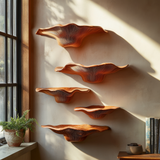 Vaelith Sculpted Solid Wood Mushroom Floating Shelf - Timberustic Floating Shelf