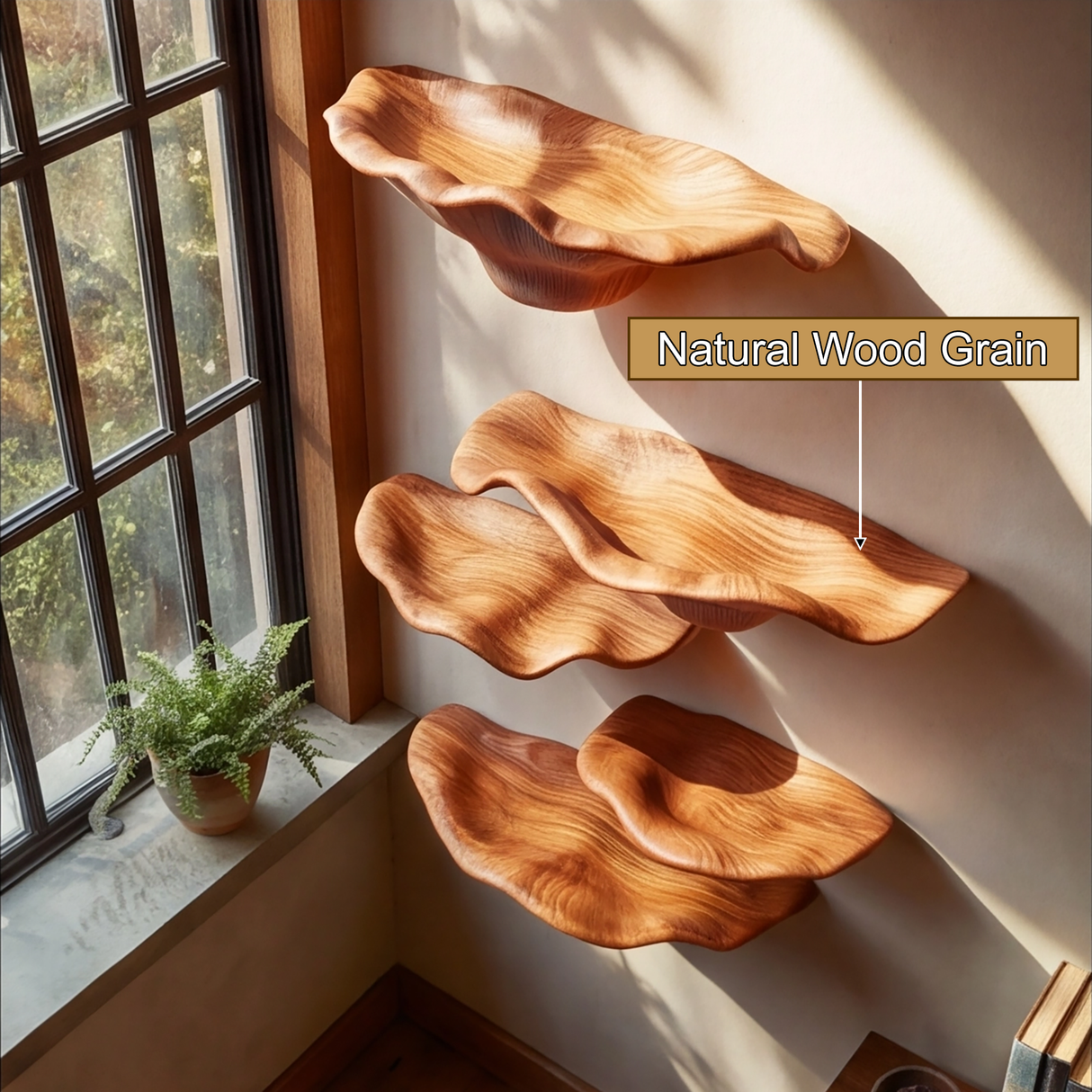 Vaelith Sculpted Solid Wood Mushroom Floating Shelf - Timberustic Floating Shelf