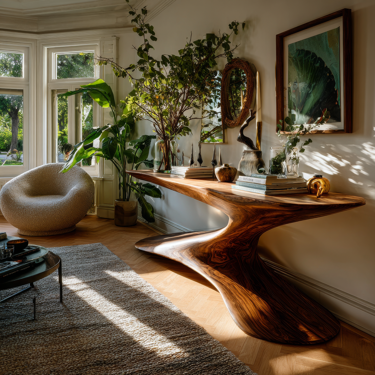 Vaelithar Flowing Solid Wood Console Table - Timberustic Console Table