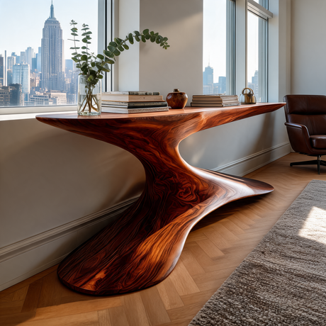 Vaelithar Flowing Solid Wood Console Table Mahogany - Timberustic Console Table