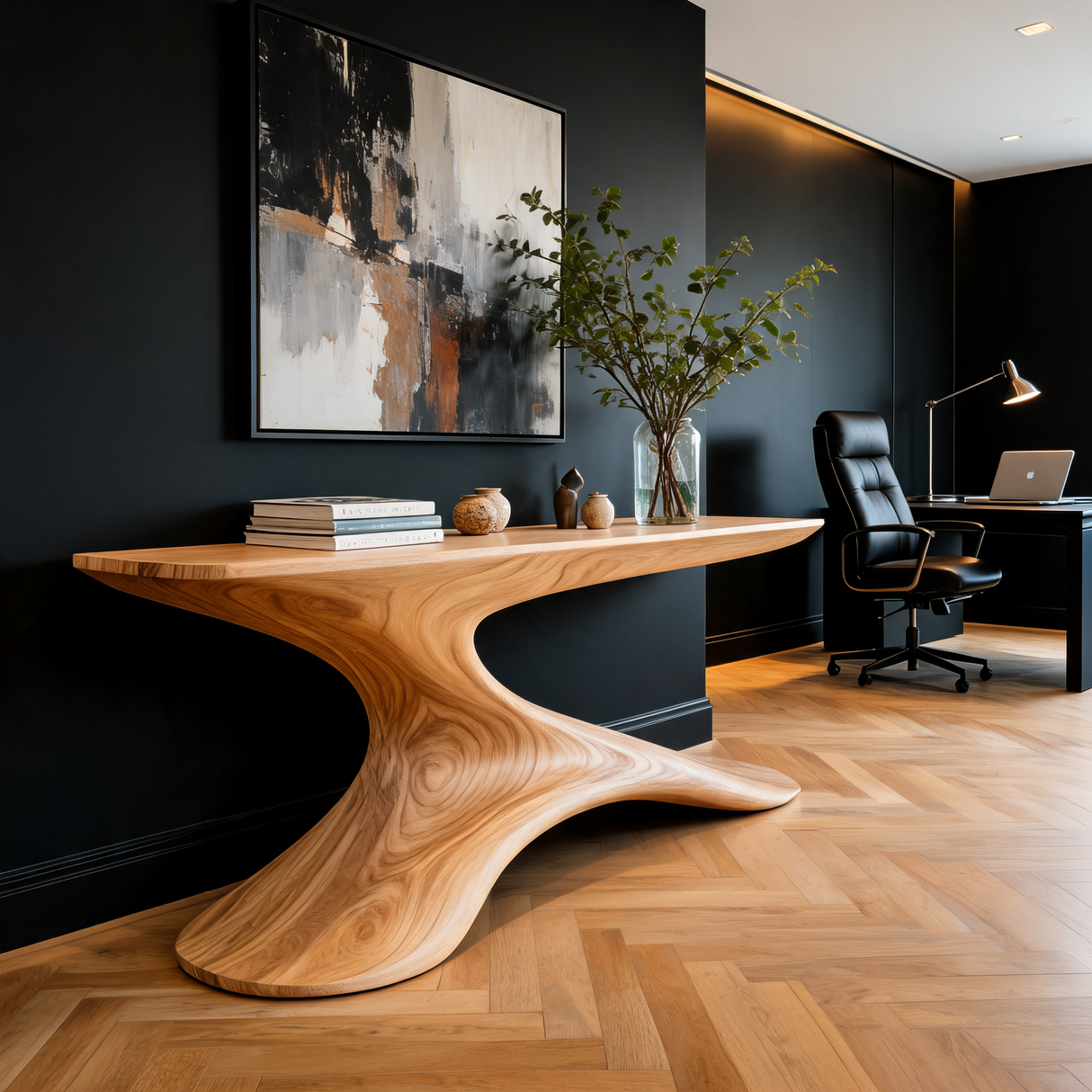 Vaelithar Flowing Solid Wood Console Table Natural Oak - Timberustic Console Table