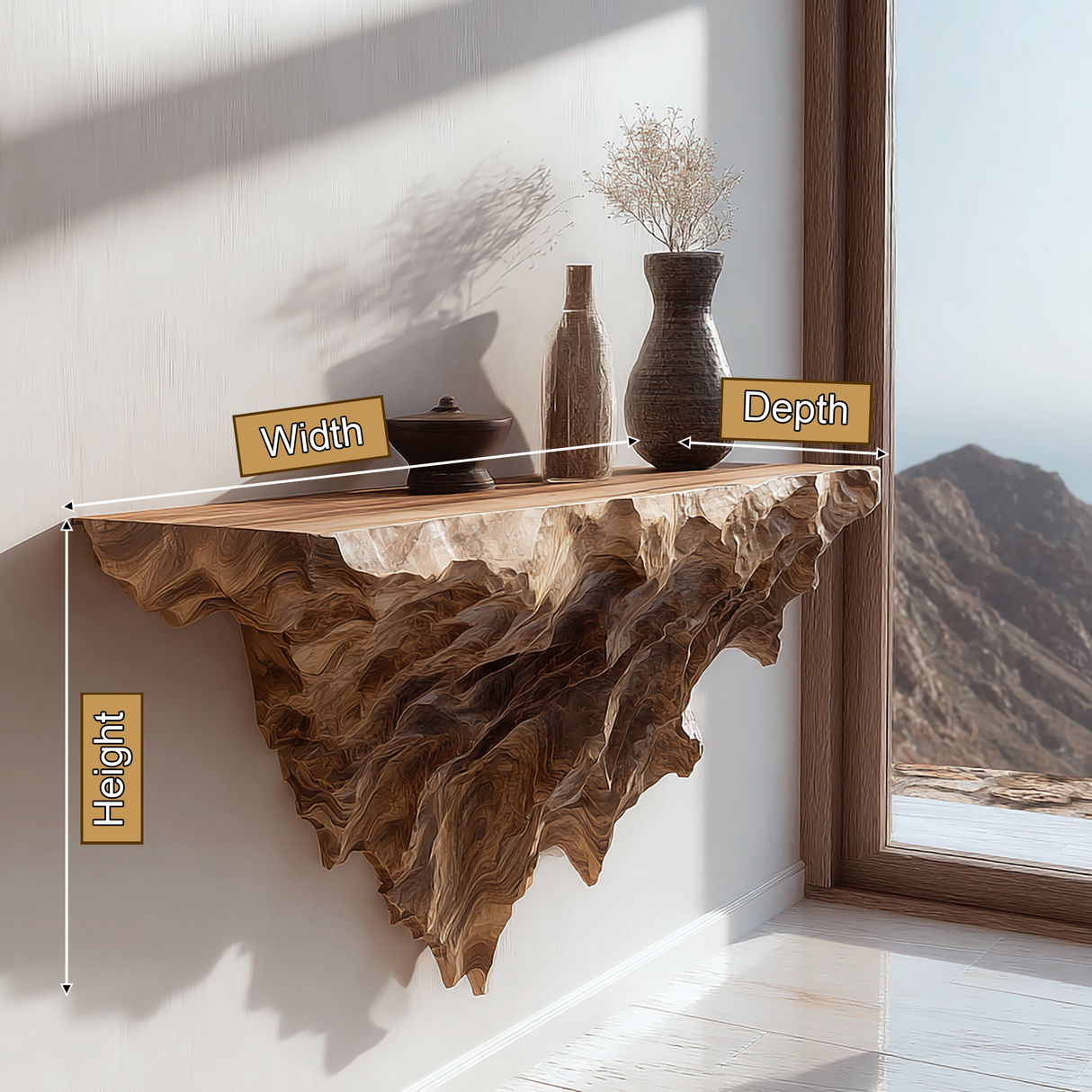 Vaelmont Handcrafted Mountain Floating Shelf - Timberustic Floating Shelf
