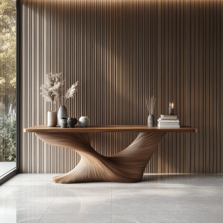 Vaelnora Sculpted Solid Wood Console Table - Timberustic Console Table