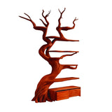 Vaelor Organic Modern Tree Bookshelf with Drawers Mahogany - Timberustic Tree Bookshelf
