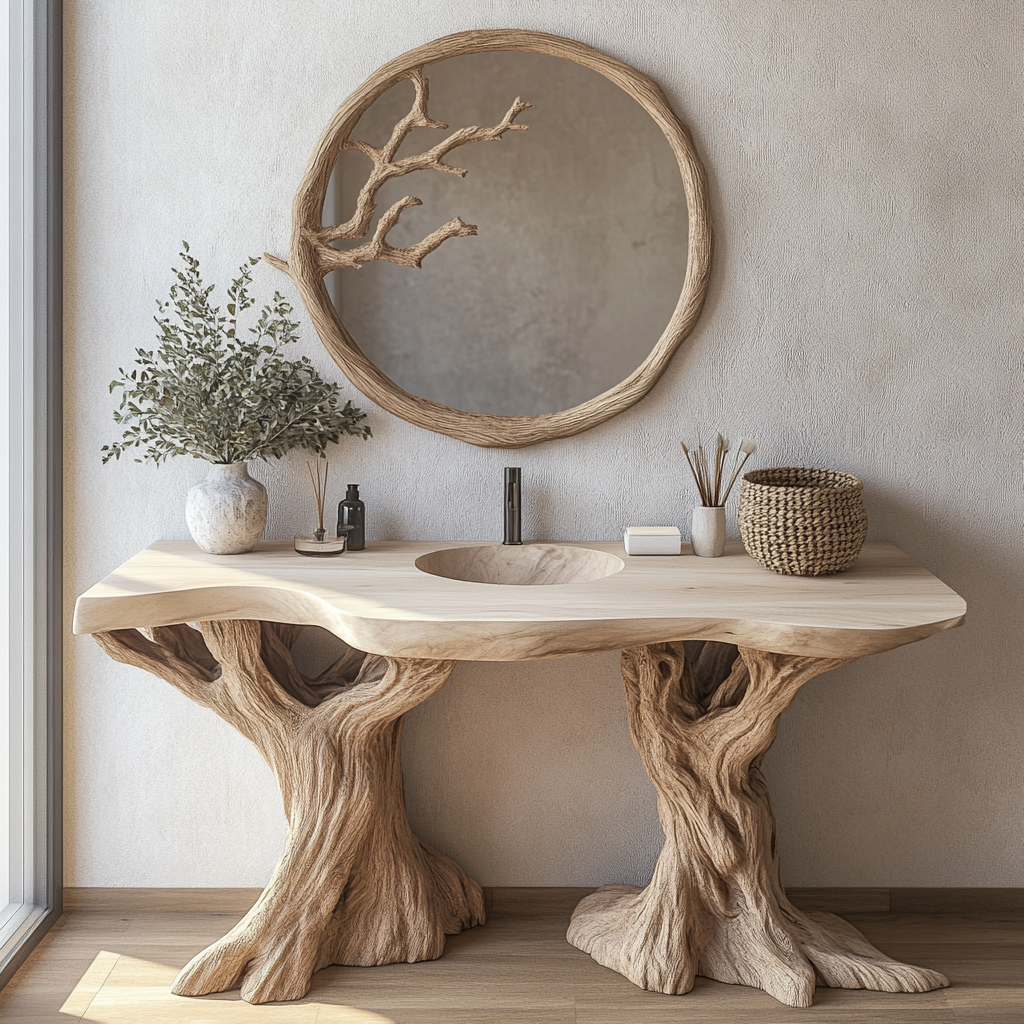 Vaelor Rootform Solid Wood Freestanding Bathroom Vanity - Timberustic Freestanding Bathroom Vanity