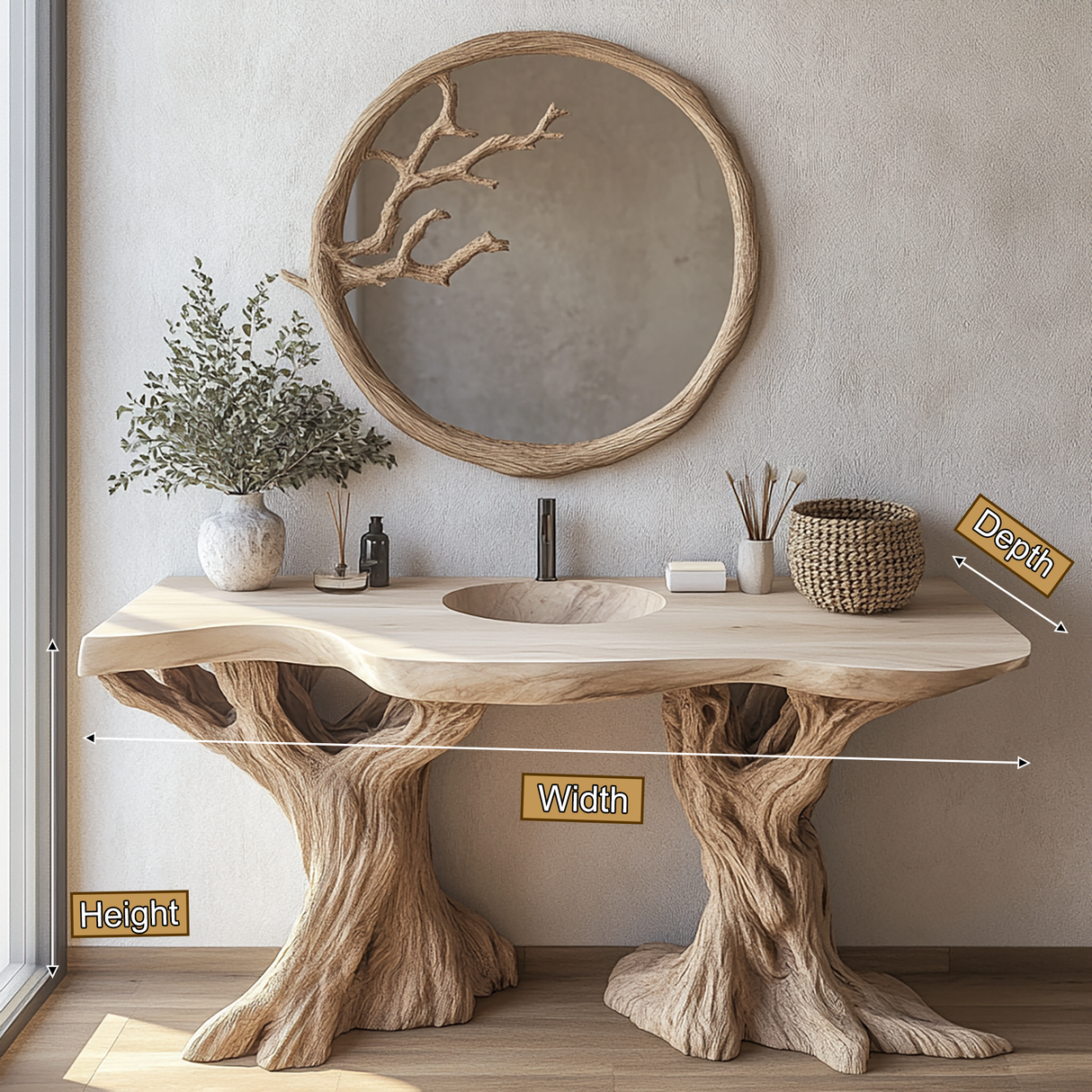 Vaelor Rootform Solid Wood Freestanding Bathroom Vanity - Timberustic Freestanding Bathroom Vanity