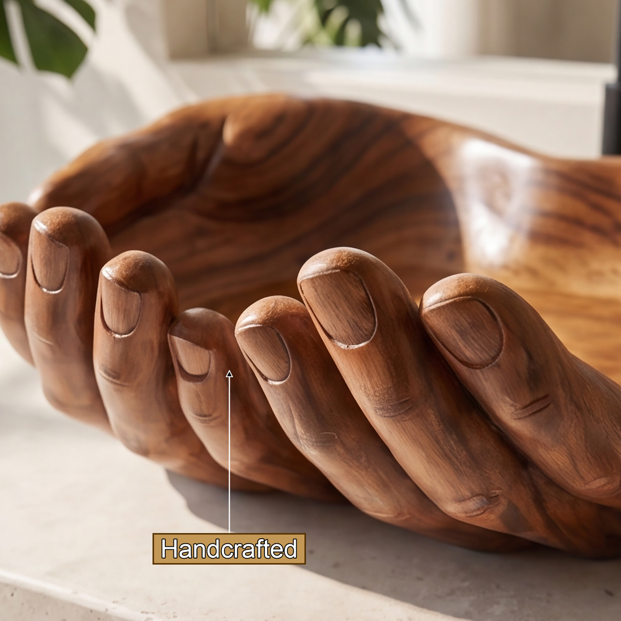 Vaelorin Handcrafted Solid Wood Hands-Shaped Vessel Sink