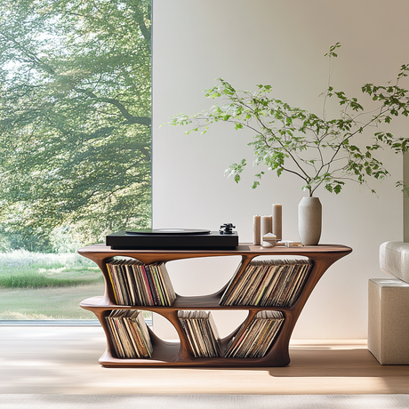 Vaelorin Handcrafted Solid Wood Record Player Stand SPA092853 - Timberustic Record Player Stand With Storage