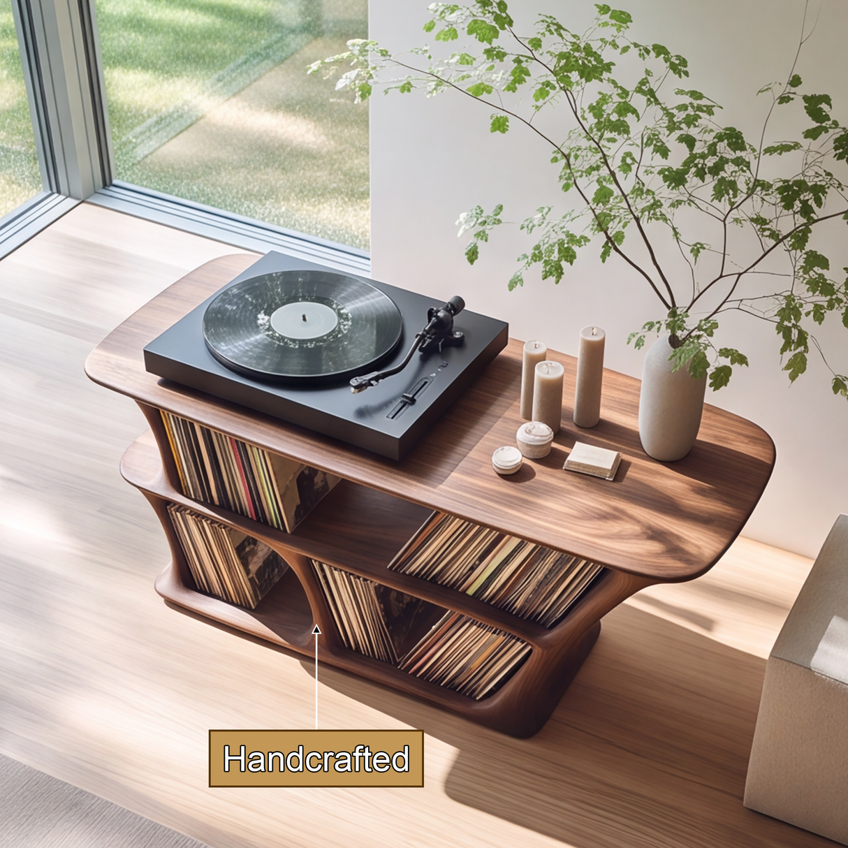 Vaelorin Handcrafted Solid Wood Record Player Stand SPA092853