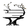 Vaelorin Sculpted Solid Wood Console Table with Shelves Black - Timberustic Console Table with Shelves