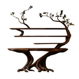 Vaelorin Sculpted Solid Wood Console Table with Shelves Dark Walnut - Timberustic Console Table with Shelves
