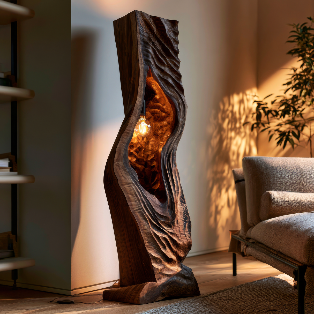 Vaelorin Sculpted Solid Wood Floor Lamp - Timberustic Floor Lamp