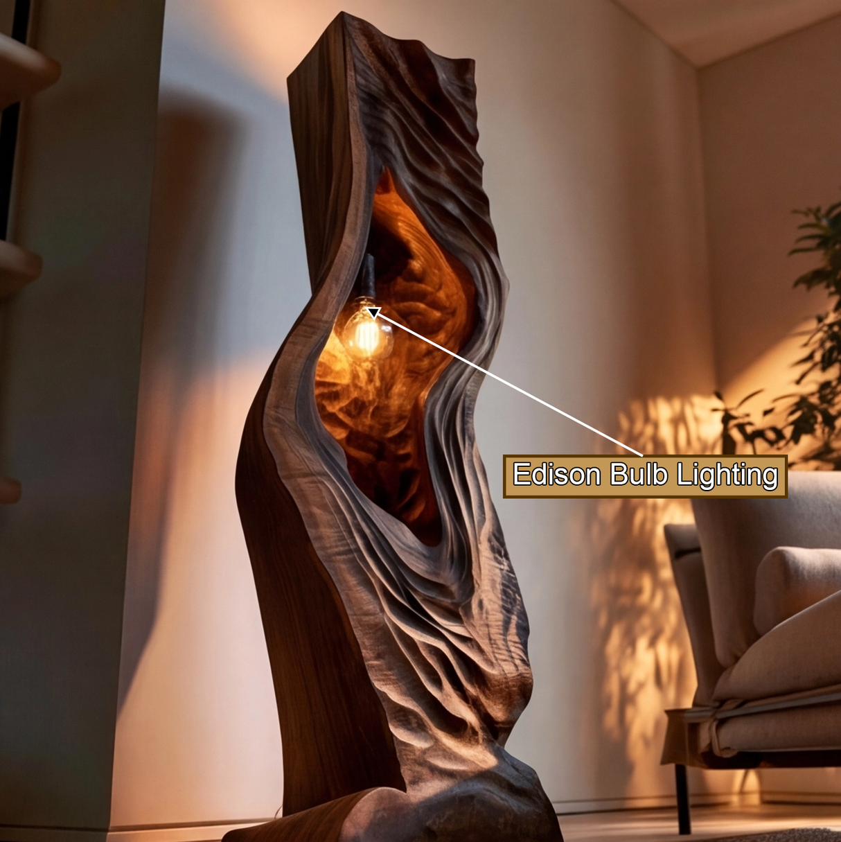 Vaelorin Sculpted Solid Wood Floor Lamp - Timberustic Floor Lamp