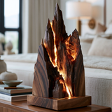 Vaelorin Sculpted Solid Wood Mountain Table Lamp
