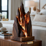 Vaelorin Sculpted Solid Wood Mountain Table Lamp