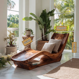 Vaeloris Handcrafted Sculpted Solid Wood Chaise Lounge